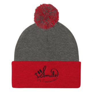 Smile It's Contagious - Pom Pom Knit Beanie