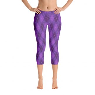 Purple Plaid - Capri Leggings