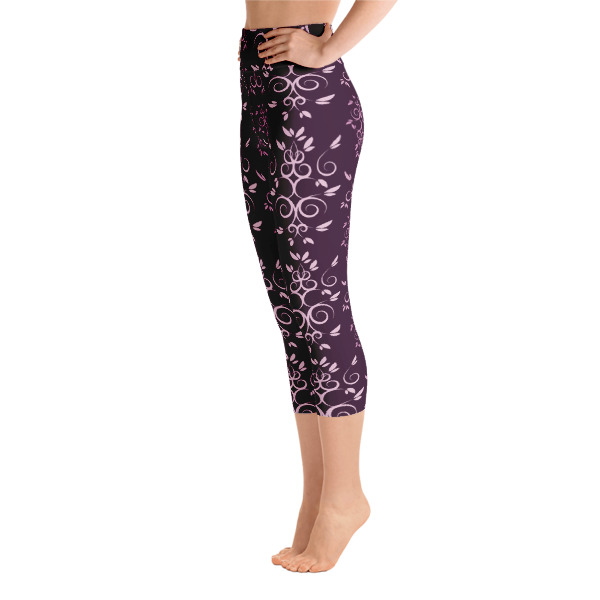 Swirly Leaf - Yoga Capri Leggings - Image 2
