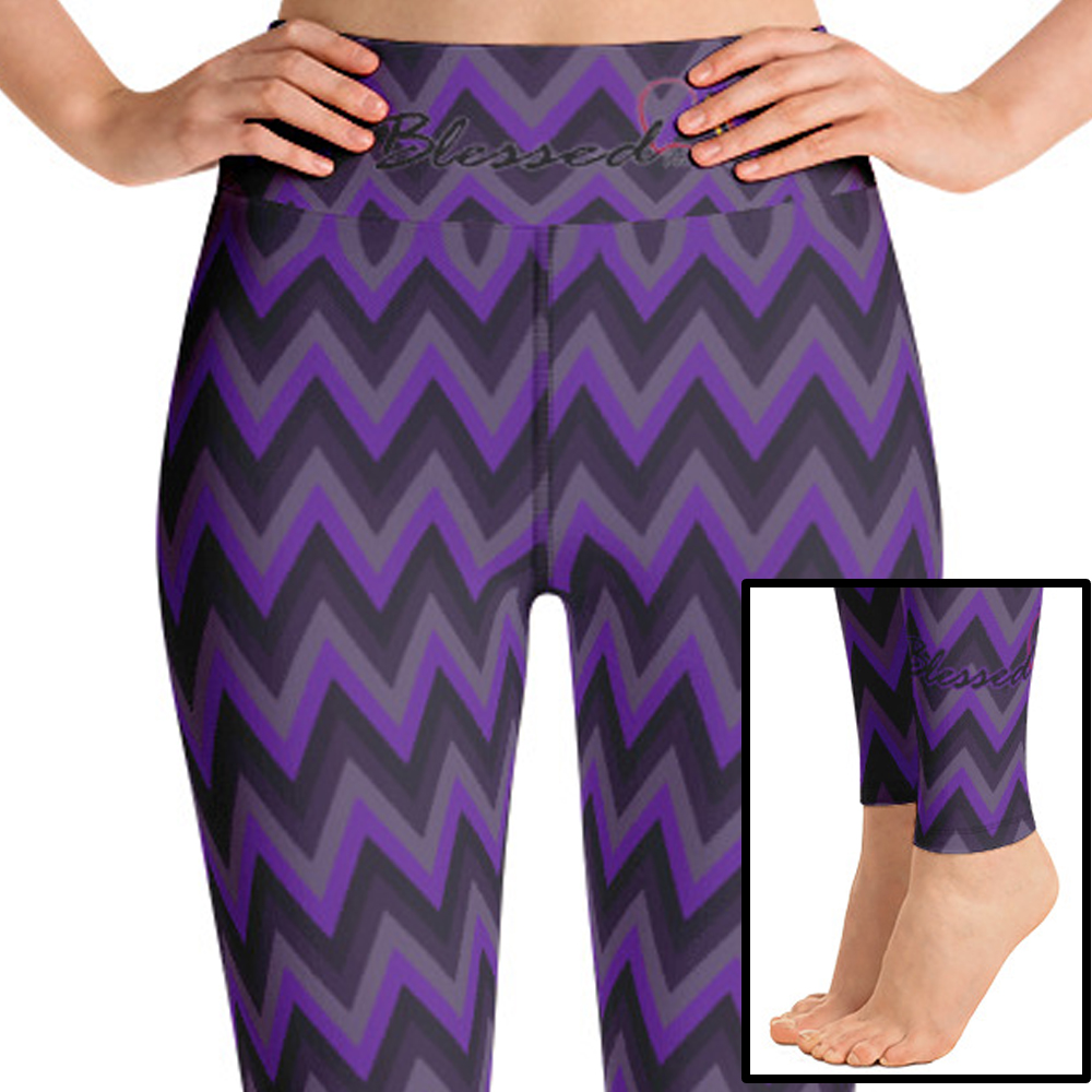 Blessed Heart Chevron - Yoga Leggings - Image 2