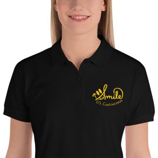 Smile It's Contagious - Embroidered Women's Polo Shirt