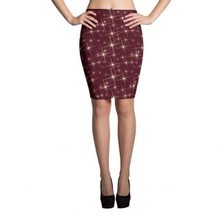 Maroon Sparkles - Pencil Skirt