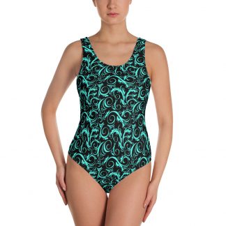 Swirl Turqlack - One-Piece Swimsuit