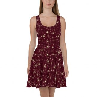 Maroon Sparkles - Skater Dress